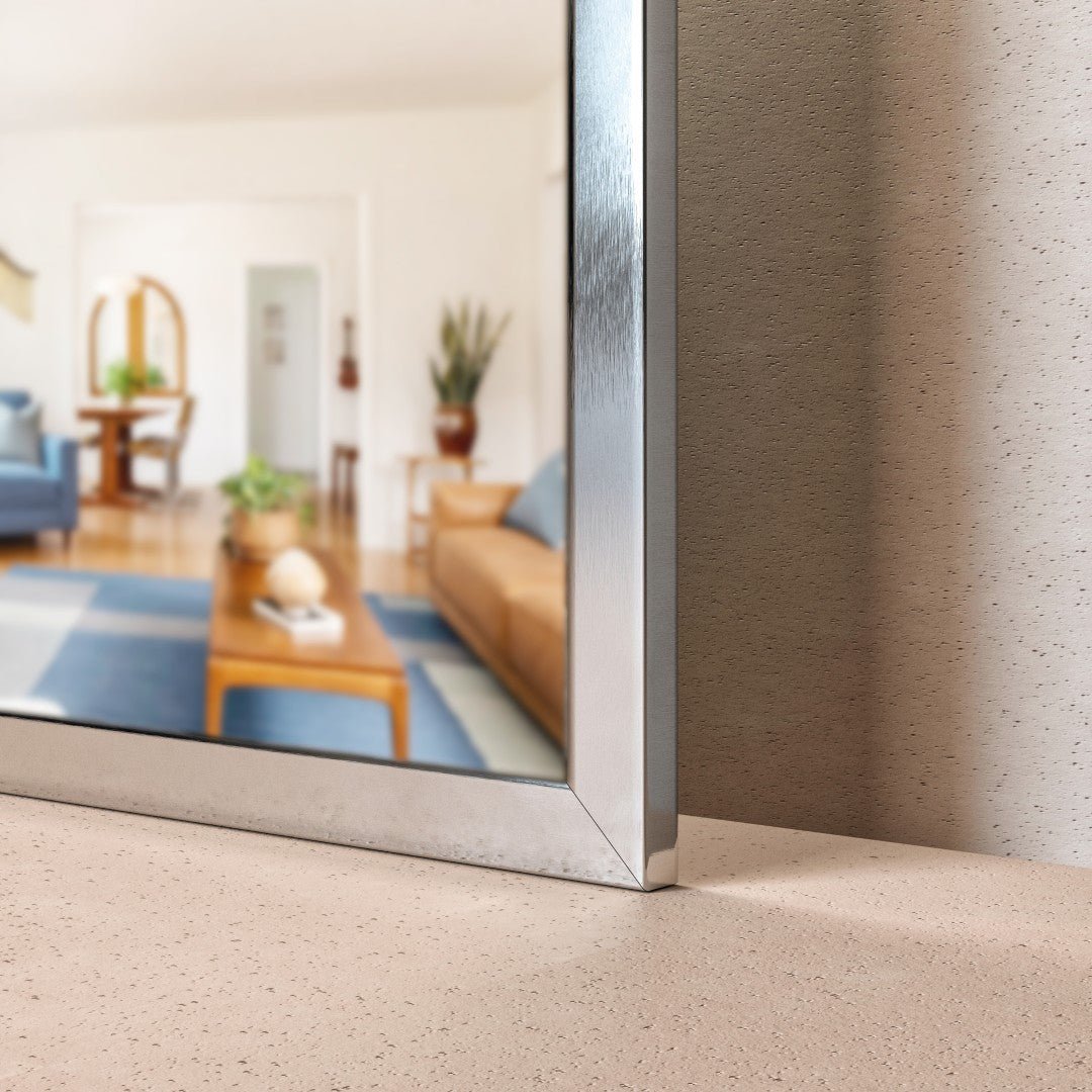 Eviva Sax 48" x 30" Rectangular Chrome Metal Framed Mirror - Mirror by Eviva