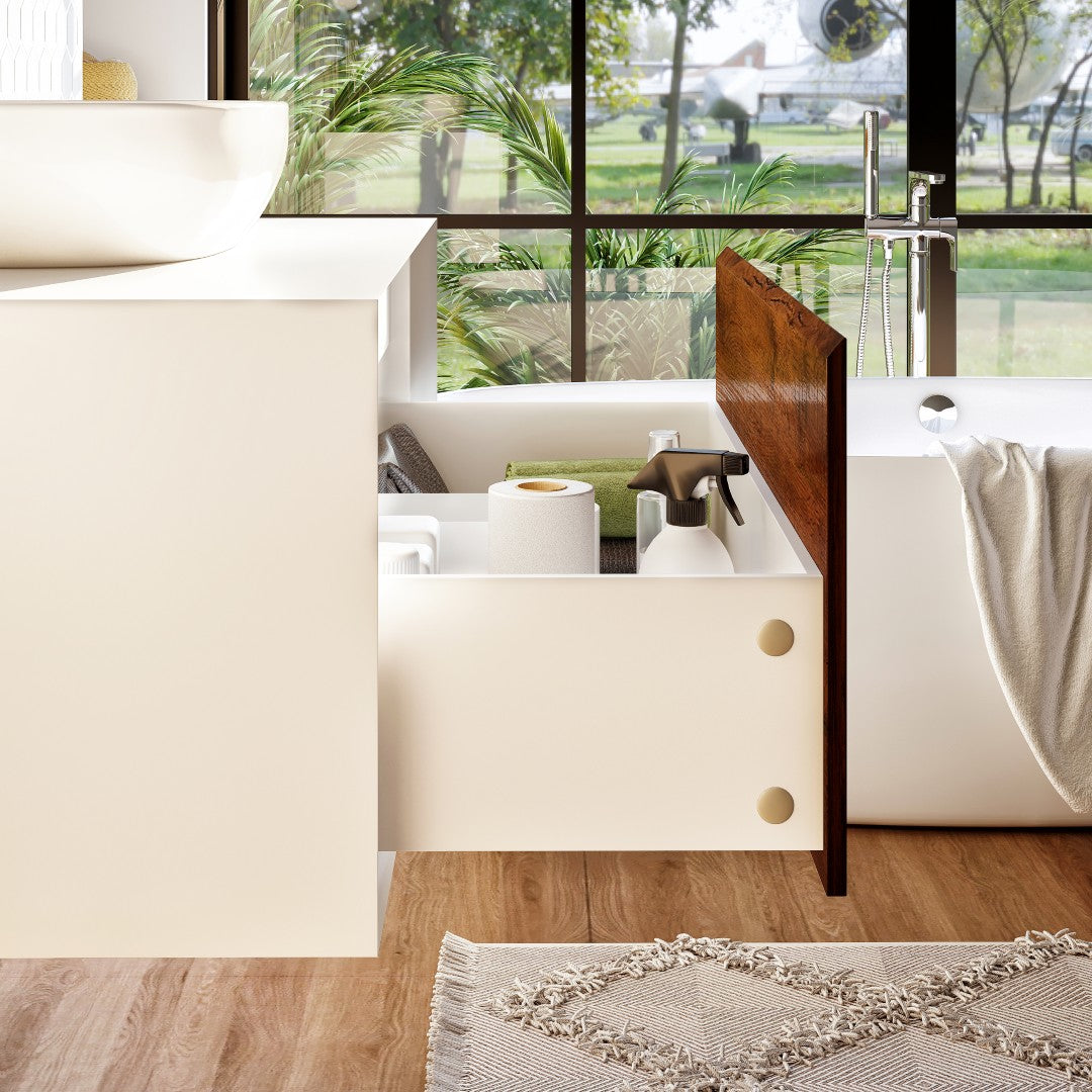 Santa Monica 36 in. Rosewood Wall Mount Single Sink Bath Vanity with Acrylic Top and Vessel Solid Surface Sink