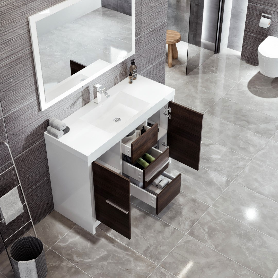 Grace 48 in. Gray Oak Single Sink Bath Vanity with Acrylic Top and Integrated Sink