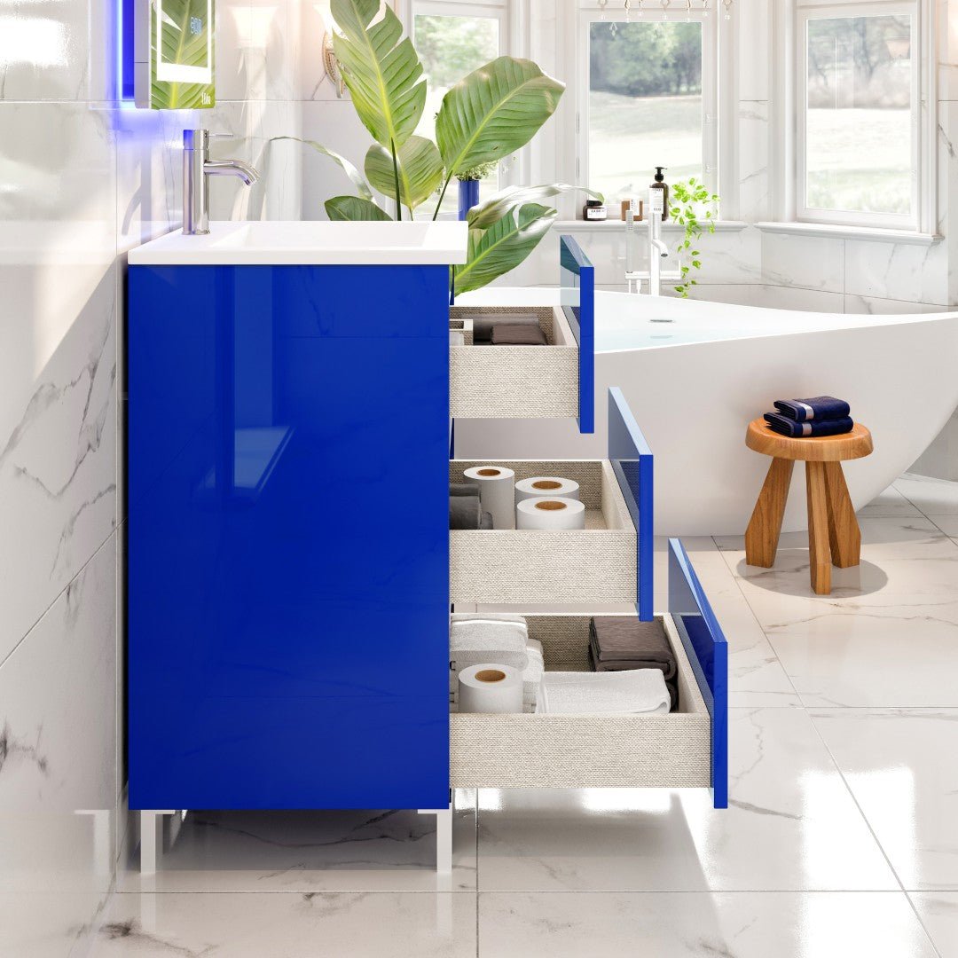 Deluxe 20 in. Blue Single Sink Bath Vanity with Porcelain Top and Integrated Sink - Bathroom Vanity by Eviva
