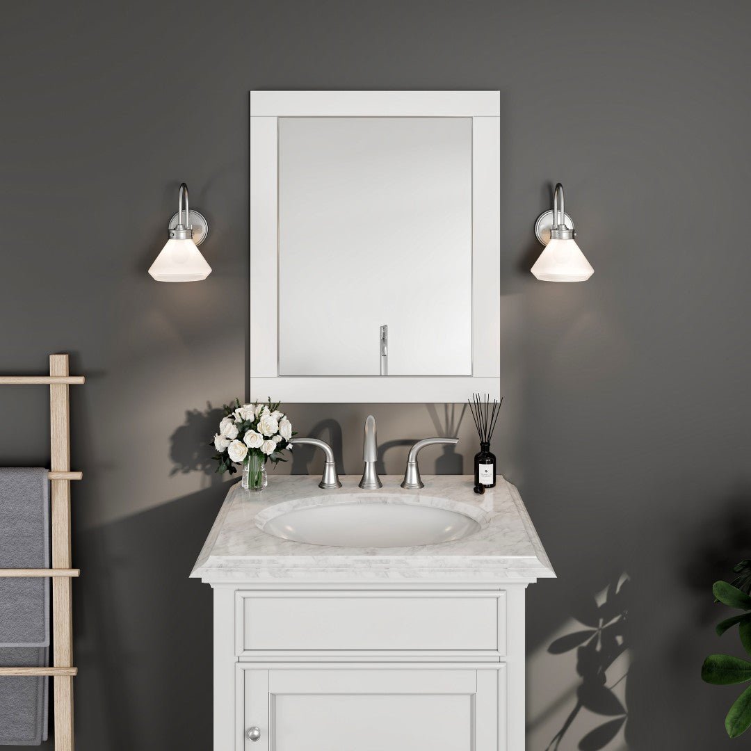 Eviva Aberdeen 24" x 30" Rectangular White Wooden Framed Mirror - Mirror by Eviva