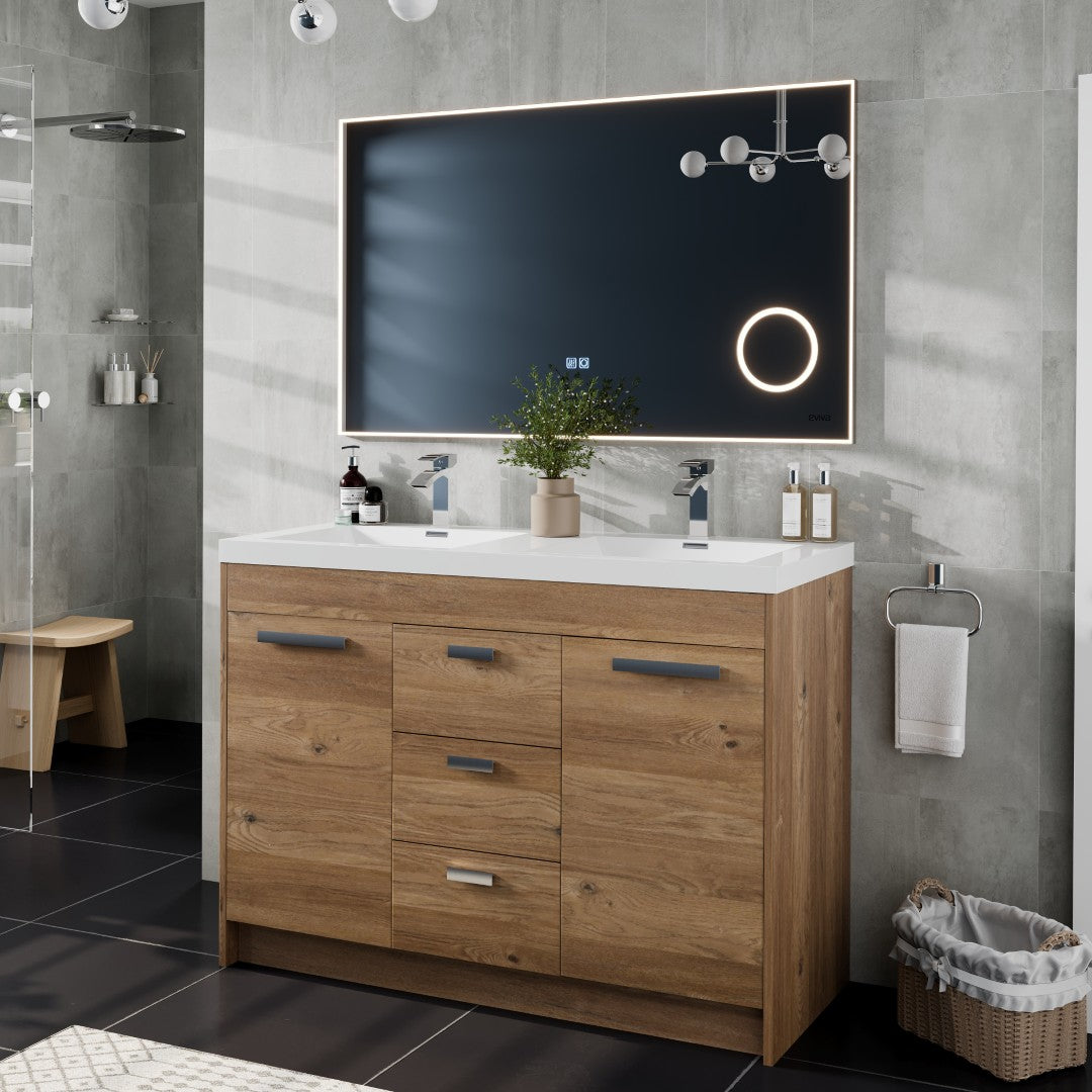 Eviva Illuminate 42" x 30" Rectangular Chrome Aluminum Framed Mirror