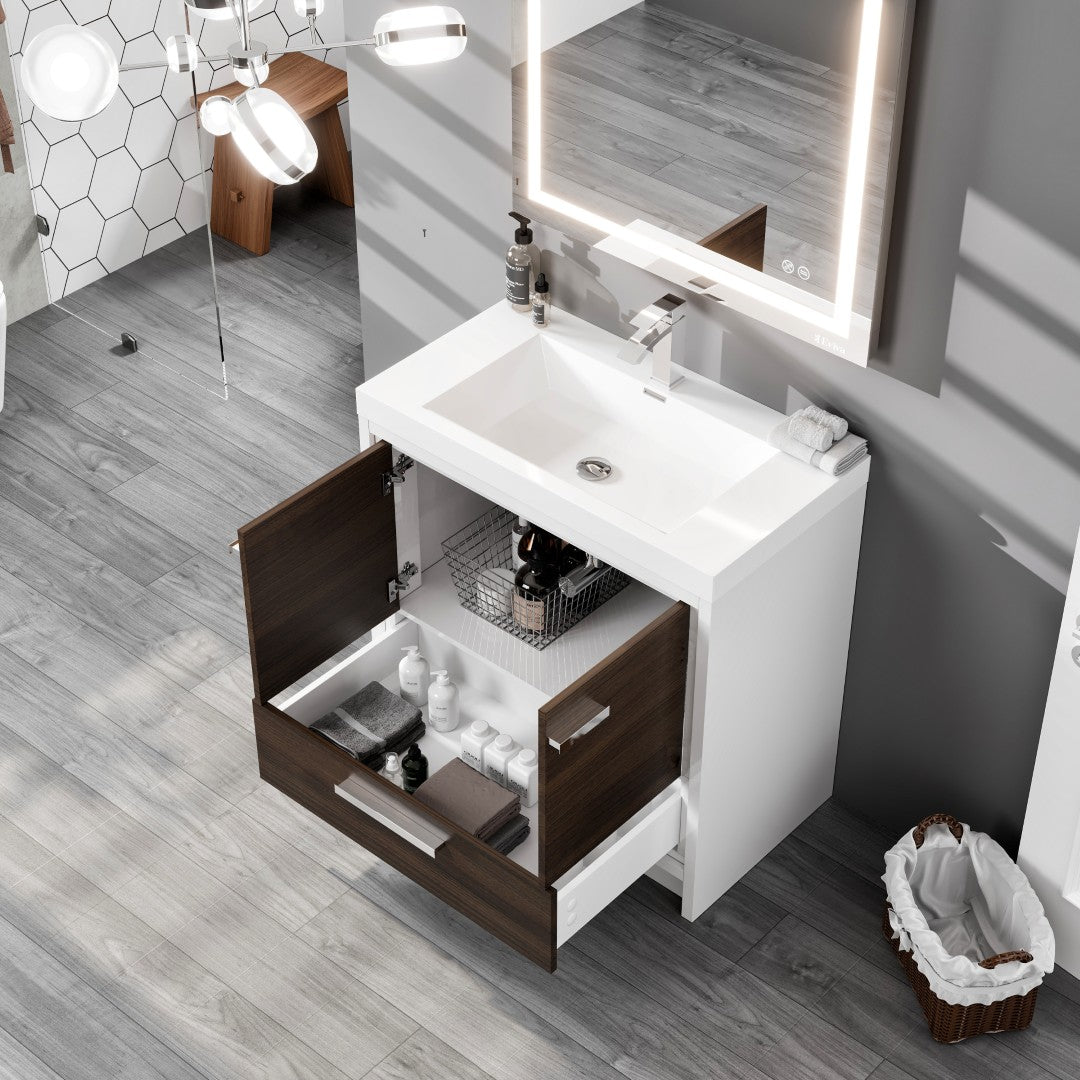 Grace 36 in. Gray Oak Single Sink Bath Vanity with Acrylic Top and Integrated Sink