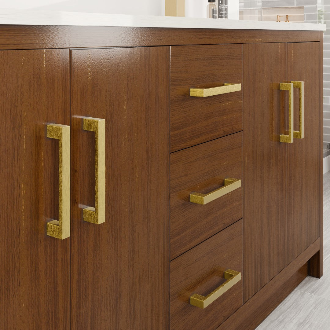 Curio 60 in. Walnut Double Sink  Bath Vanity with Carrara Quartz Top and Undermount Porcelain Sinks