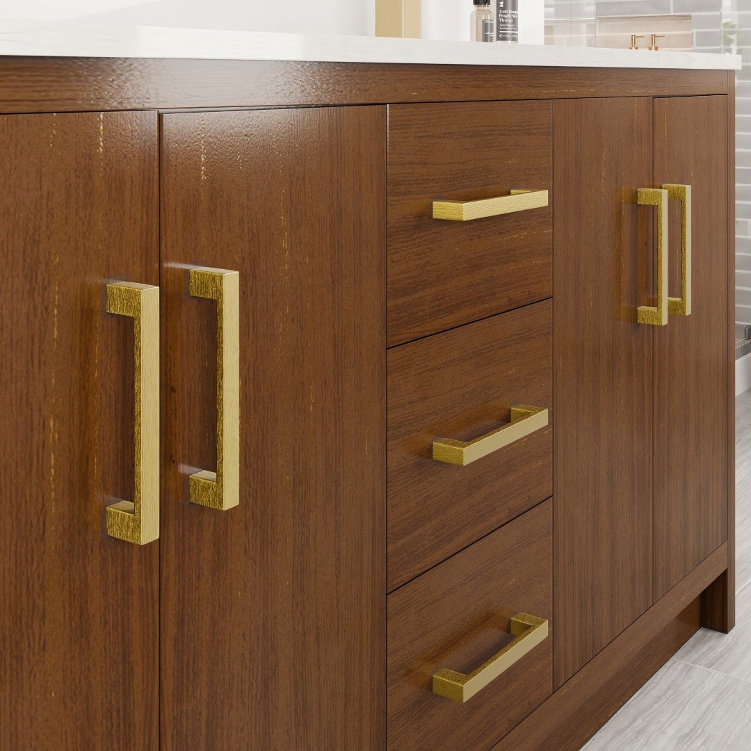 Curio 60 in. Walnut Double Sink Bath Vanity with Carrara Quartz Top and Undermount Porcelain Sinks - Bathroom Vanity by Eviva