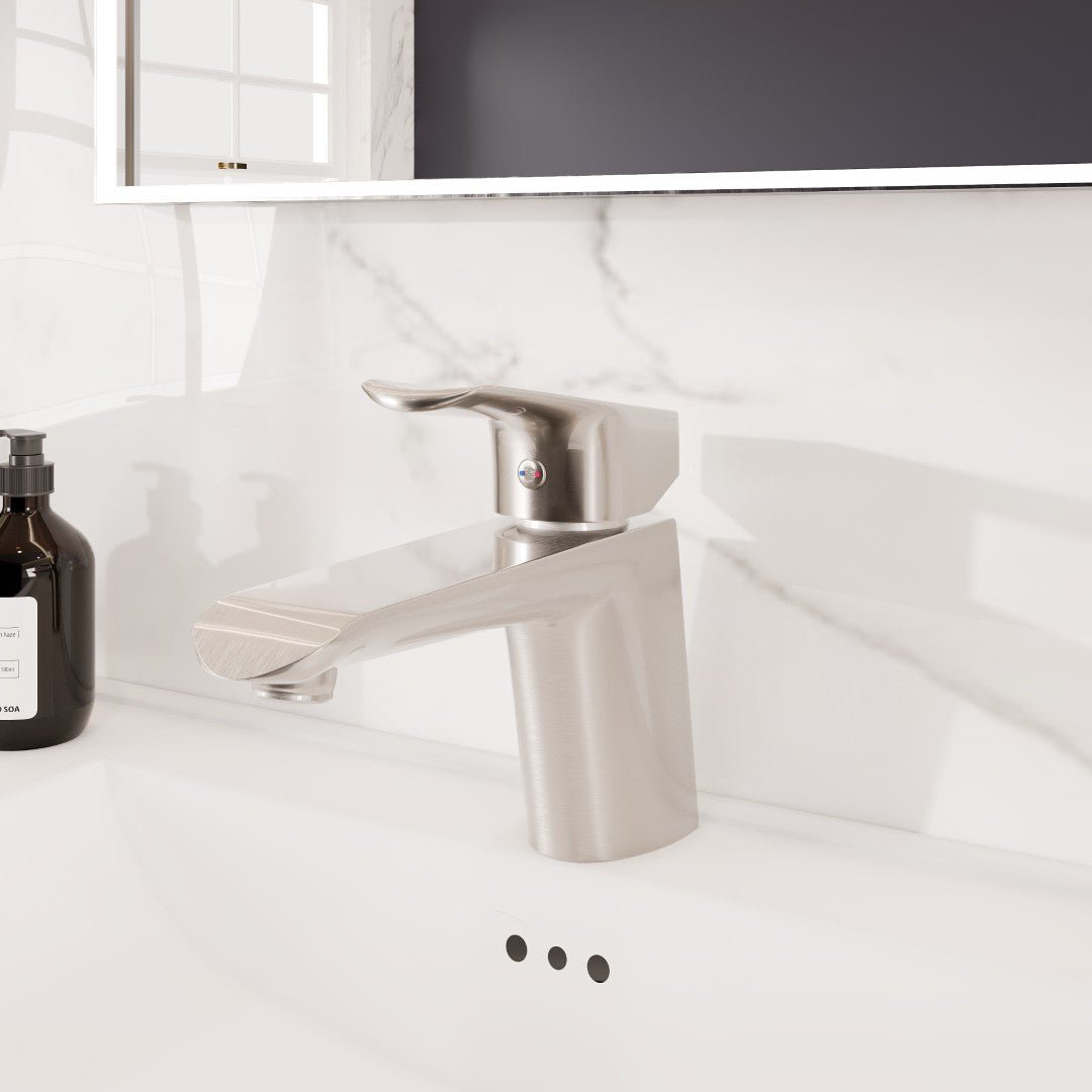 Eviva Lotus Single - Handle Waterfall Single - Hole Bathroom Faucet in Brushed Nickel - Bathroom Faucet by Eviva