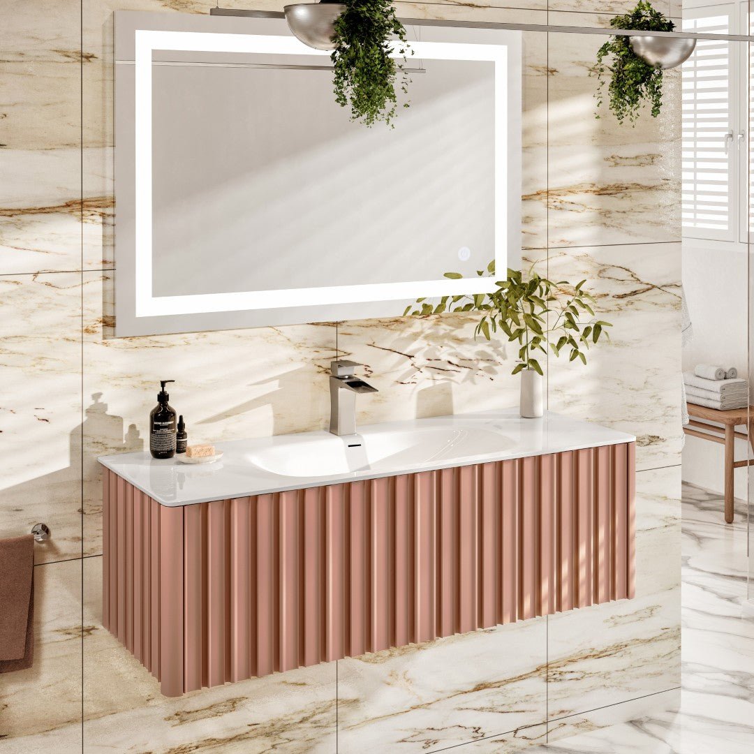 Dolce Vita 48 in. Blush Wall Mount Single Sink Bath Vanity with Solid Surface Top and Integrated Sink - Bathroom Vanity by Eviva
