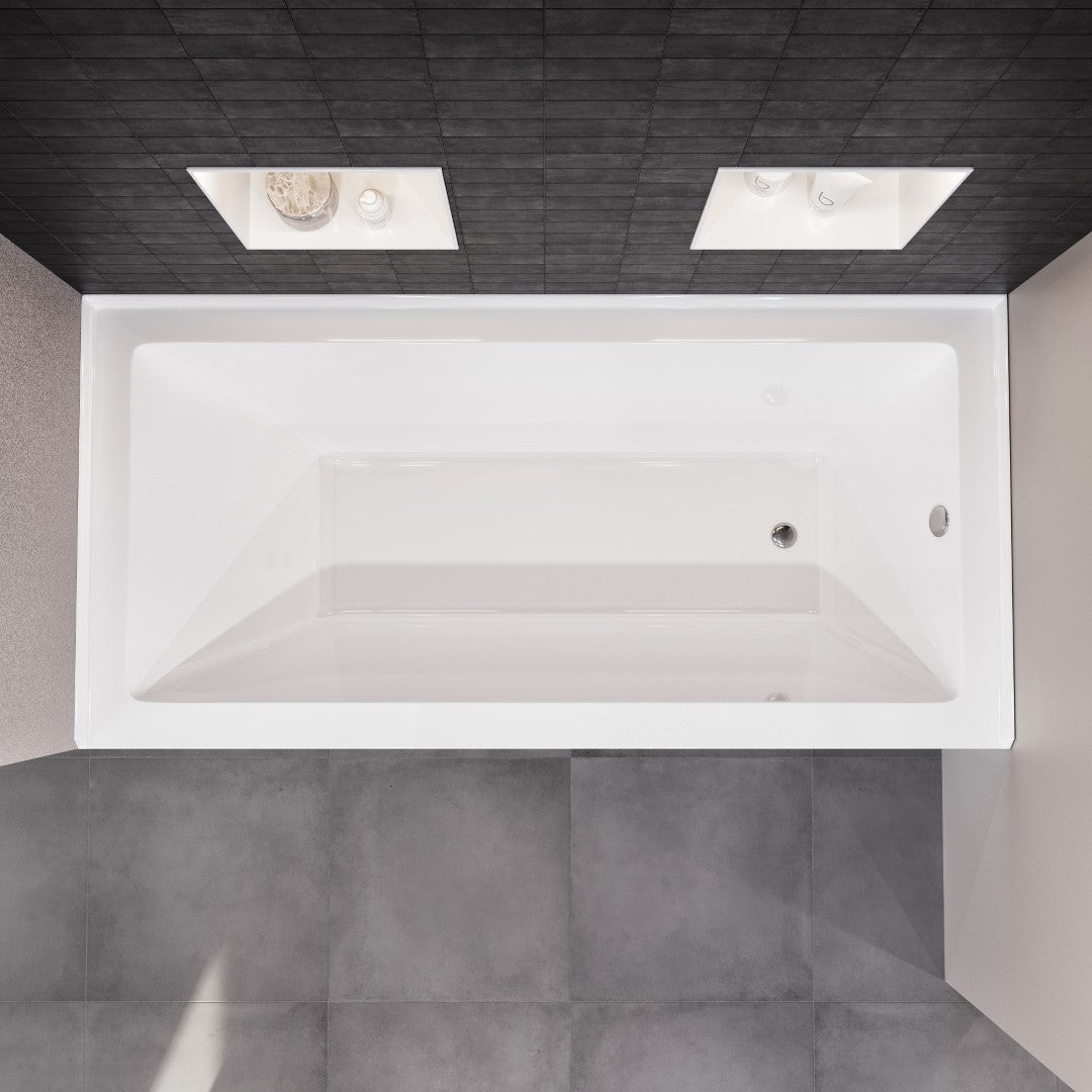 Eviva Swiss 54" Glossy White Acrylic Alcove Bathtub