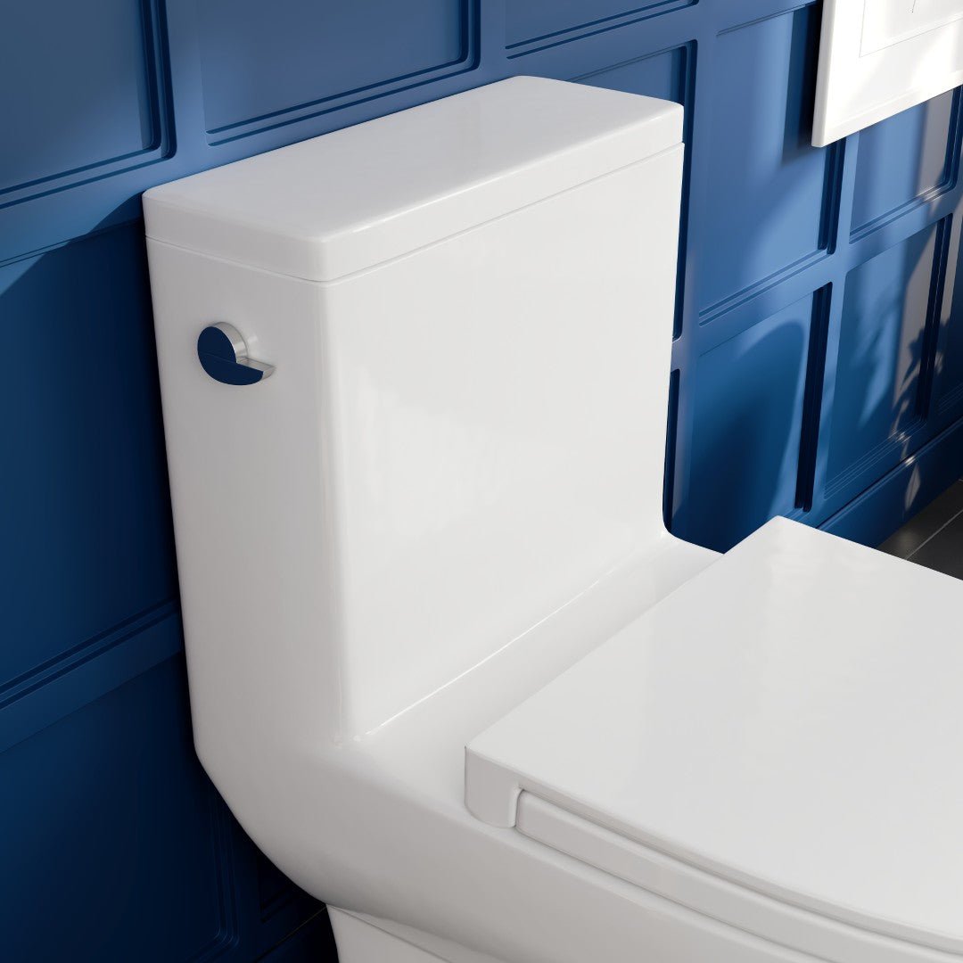 Zion 12 inch Floor Mounted 1 - piece 1.28 GPF Tornado Flush Elongated Toilet in White Seat Included - by Eviva
