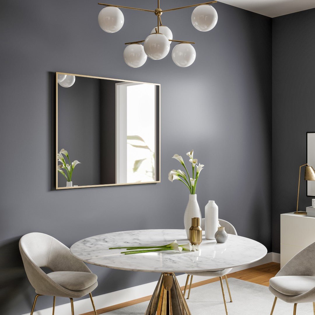 Eviva Aureline 36" x 30" Rectangular Gold Stainless Steel Framed Mirror - Mirror by Eviva