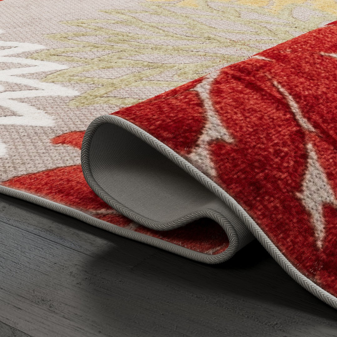 Eviva Nature 3' x 5' Floral Orange/Cream Rug