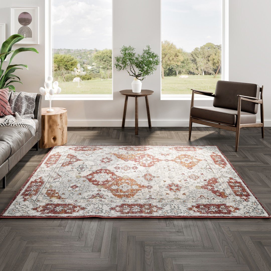 Eviva Mosaic 5' x 7' Damask Multicolor Rug - Rug by Eviva