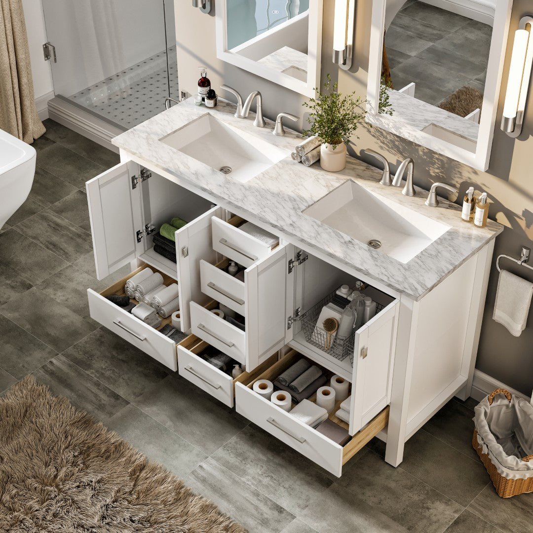 Eviva Aberdeen 60 in. White Bathroom Vanity