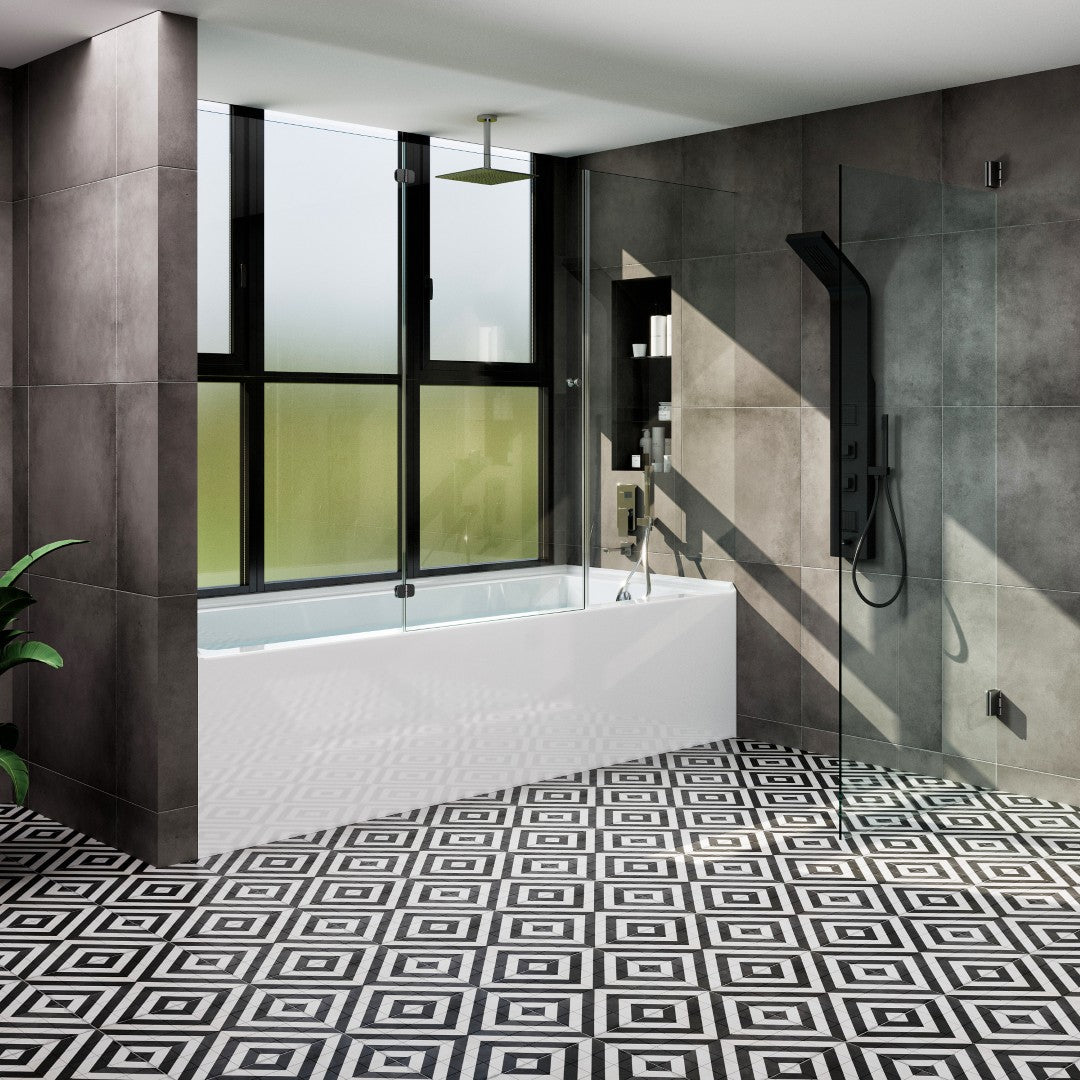 Eviva Nova 60" Glossy White Rectangle Acrylic Right Drain Alcove Bathtub