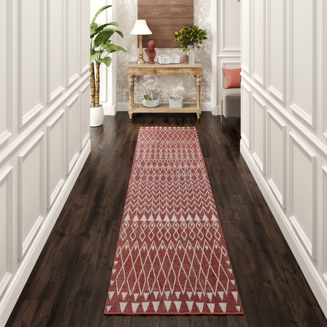 Eviva Loops 2' x 8' Ikat Orange/Cream Rug - Rug by Eviva