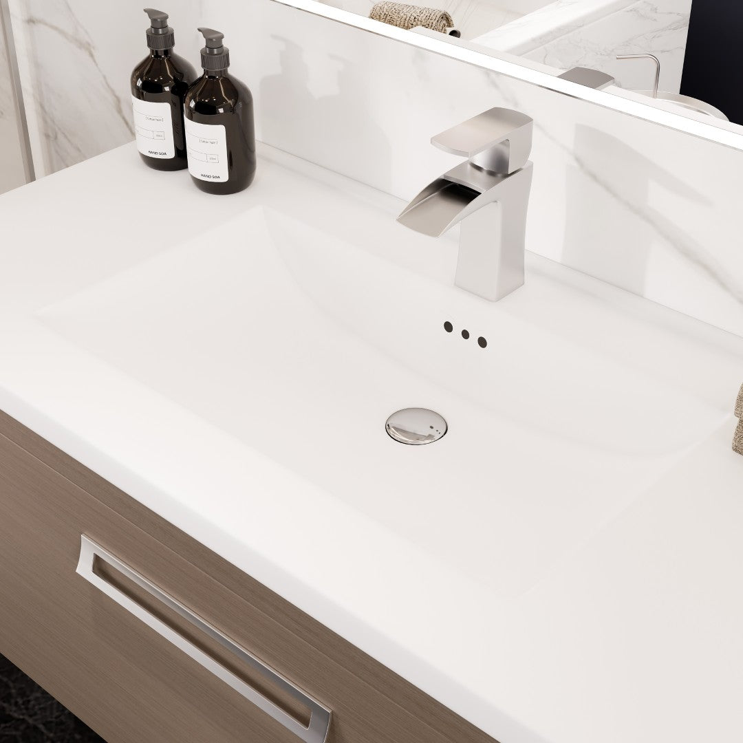 Orleans 38 in. Wenge Wall Mount Single Sink Bath Vanity with Porcelain Top and Integrated Sink