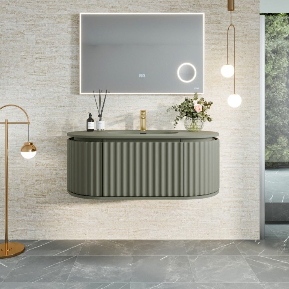 Haven 39 in. Green Wall Mount Single Sink Bath Vanity with Solid Surface Top and Integrated Sink - Bathroom Vanity by Eviva