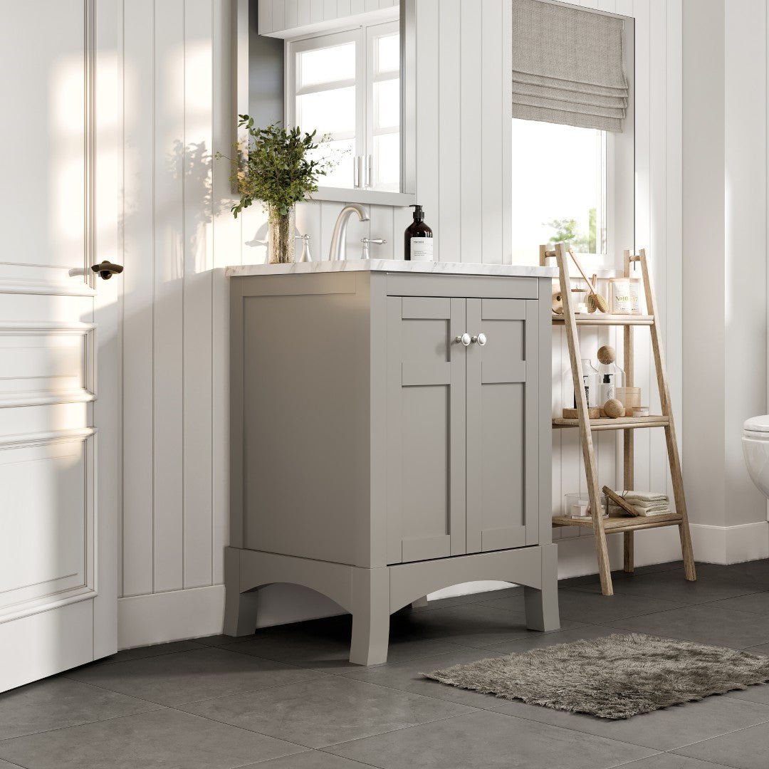 Eviva New York 24" Gray Single Sink Bath Vanity with Marble Top - Bathroom Vanity by Eviva
