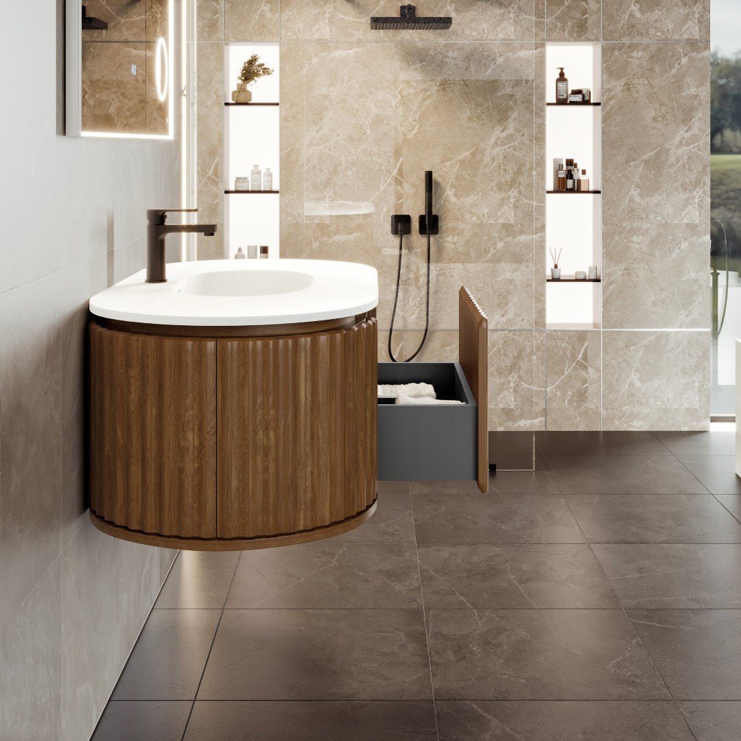 Haven 39 in. Medium Oak Wall Mount Single Sink Bath Vanity with Solid Surface Top and Integrated Sink - Bathroom Vanity by Eviva