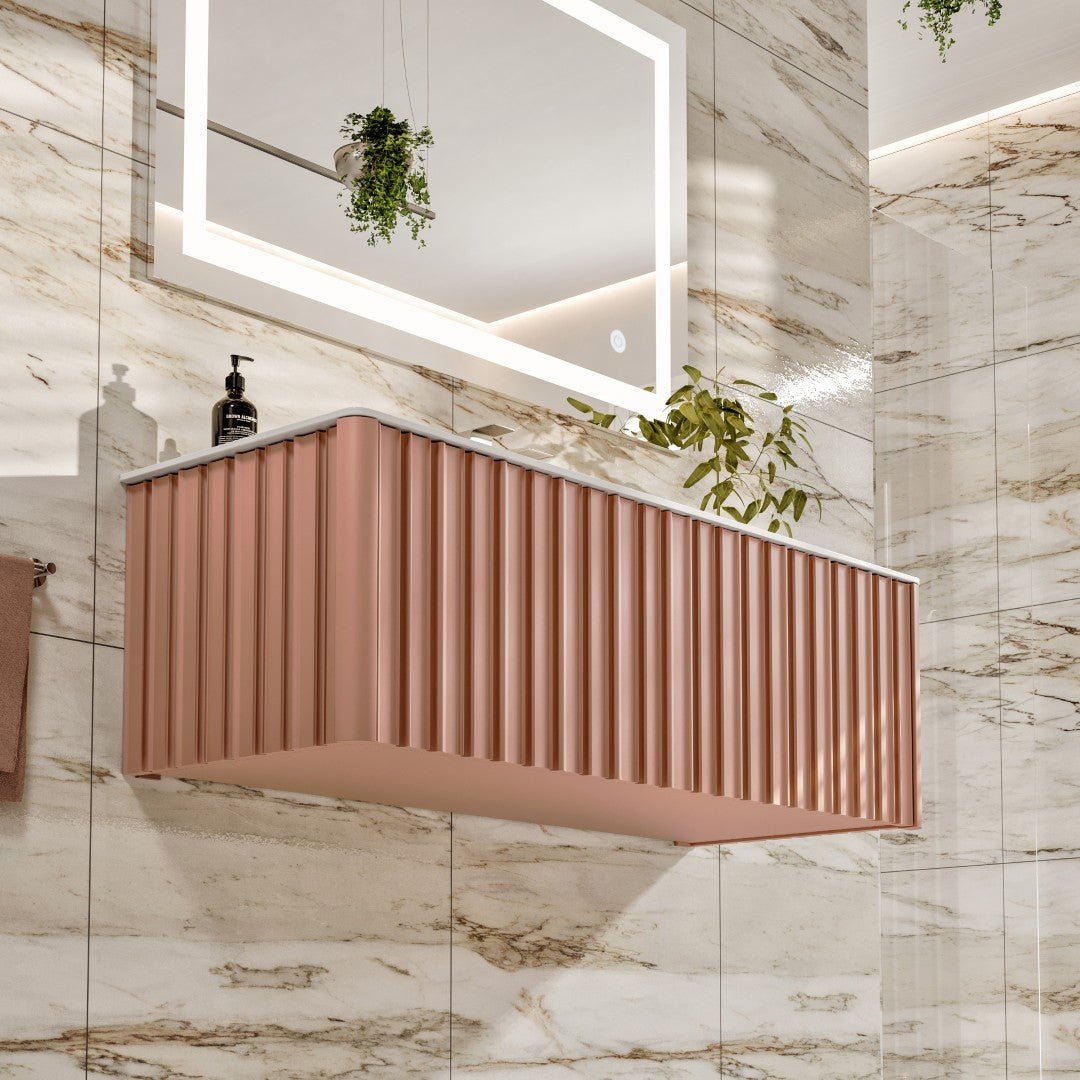 Dolce Vita 48 in. Blush Wall Mount Single Sink Bath Vanity with Solid Surface Top and Integrated Sink - Bathroom Vanity by Eviva