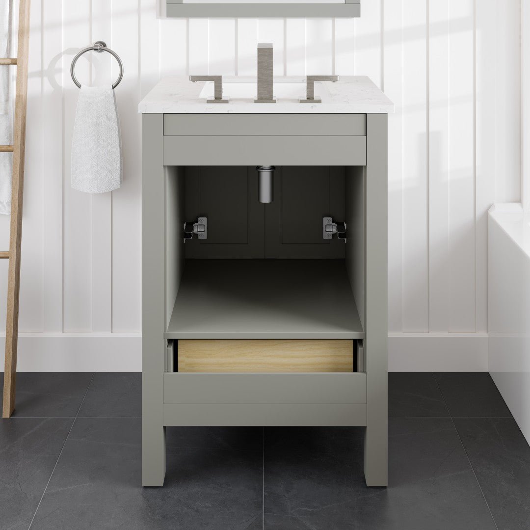 Aberdeen 24 in. Gray Single Sink Bath Vanity with Carrara Quartz Top and Undermount Porcelain Sink - Bathroom Vanity by Eviva