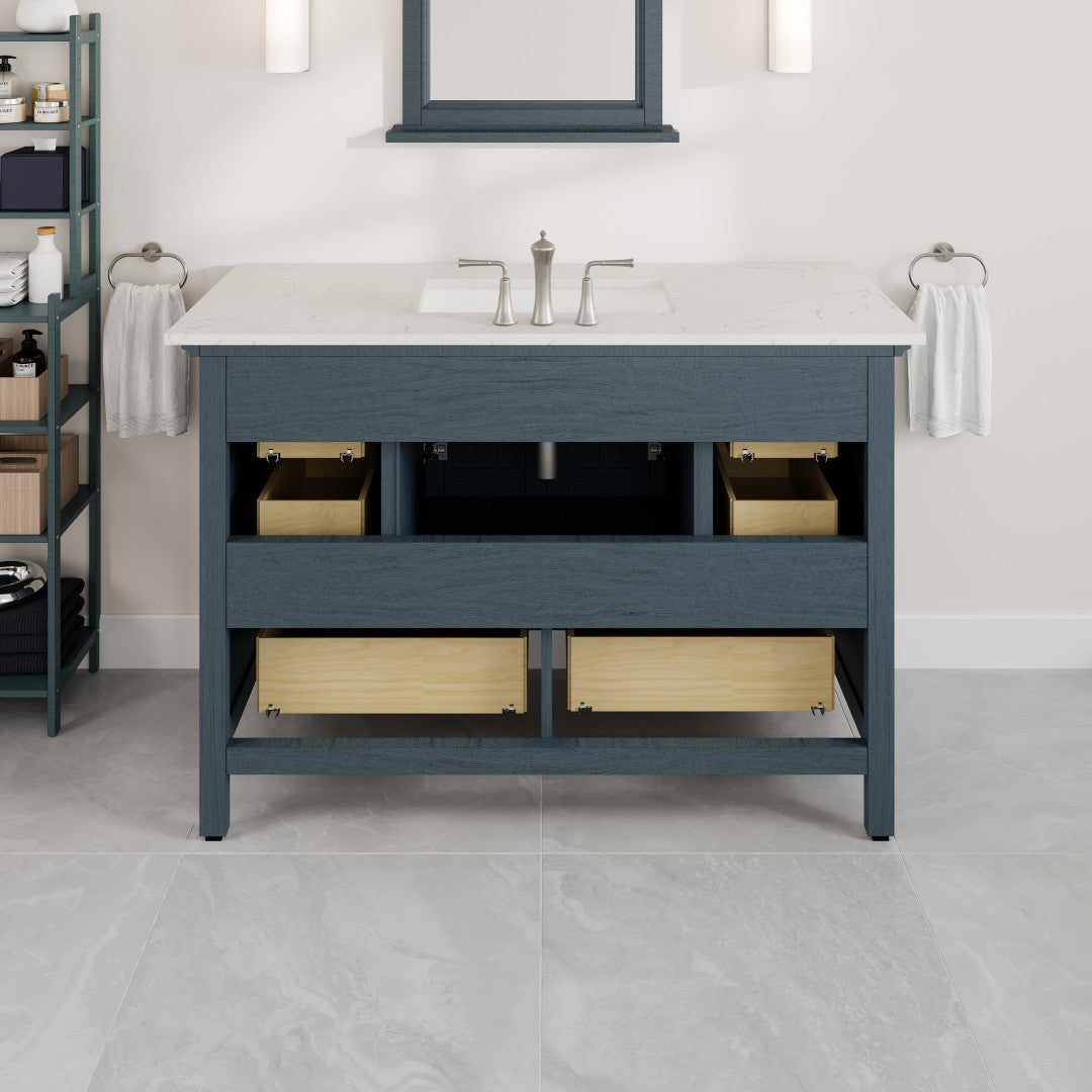 Britney 48 in. Ash Blue Single Sink Bath Vanity with Carrara Quartz Top and Undermount Porcelain Sink