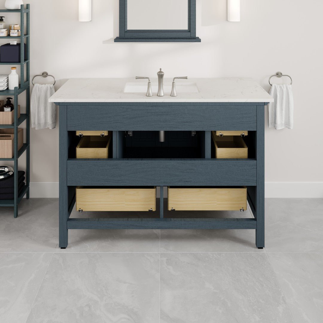 Britney 48 in. Ash Blue Single Sink Bath Vanity with Carrara Quartz Top and Undermount Porcelain Sink - Bathroom Vanity by Eviva