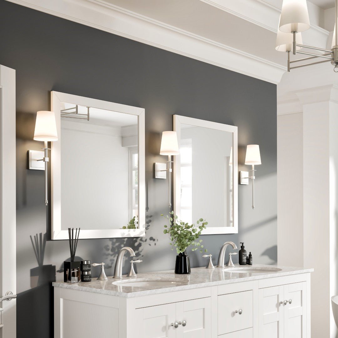 Eviva Acclaim 30" x 35" Rectangular White Wooden Framed Mirror - Mirror by Eviva