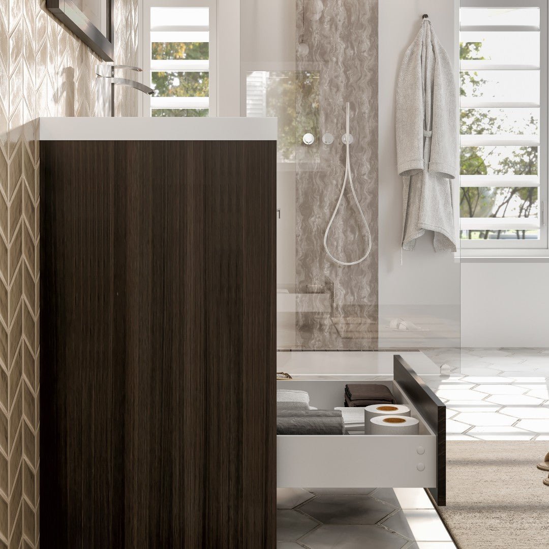 Lugano 24 in. Gray Oak Single Sink Bath Vanity with Acrylic Top and Integrated Sink - Bathroom Vanity by Eviva