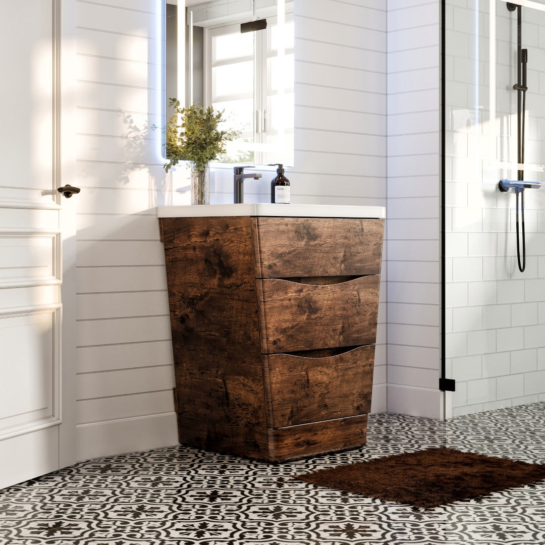 Victoria 25 in. Rosewood Single Sink Bath Vanity with Acrylic Top and Integrated Sink