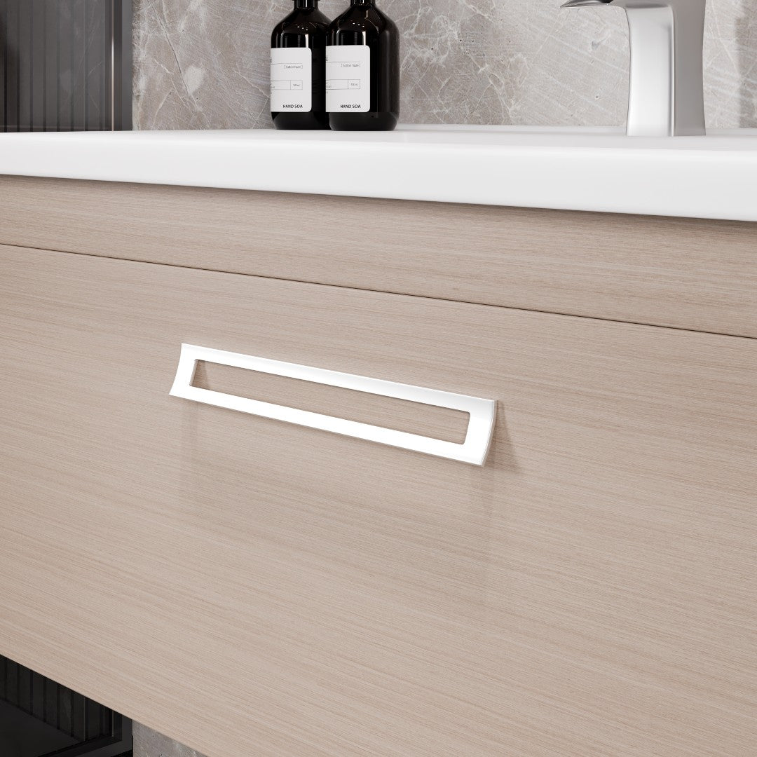Orleans 38 in. Light Oak Wall Mount Single Sink Bath Vanity with Porcelain Top and Integrated Sink