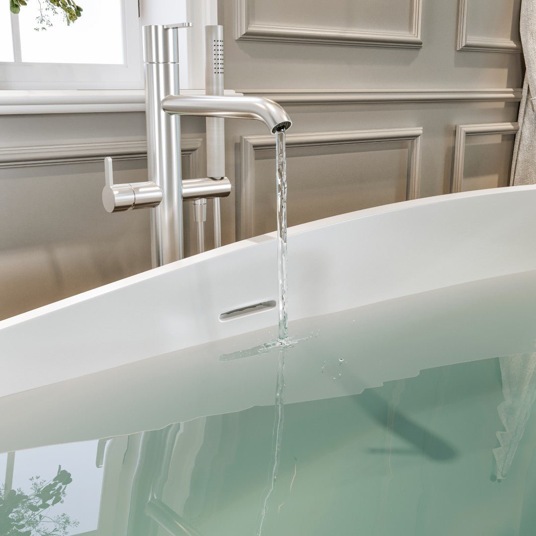 Eviva Cloud 63" Matte White Oval Solid Surface Freestanding Bathtub - Bathtub by Eviva