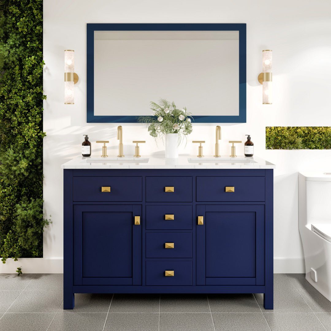 Eviva Acclaim 48" x 30" Rectangular Blue Wooden Framed Mirror - Mirror by Eviva