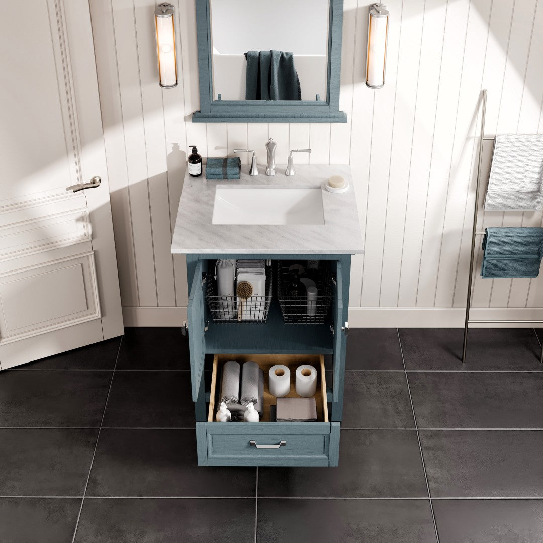 Eviva Britney 24 Inch Transitional Ash Blue Bathroom Vanity