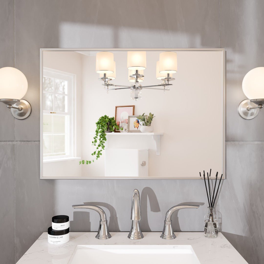 Eviva Vista 24" x 30" Rectangular Brushed Nickel Metal Framed Mirror - Mirror by Eviva