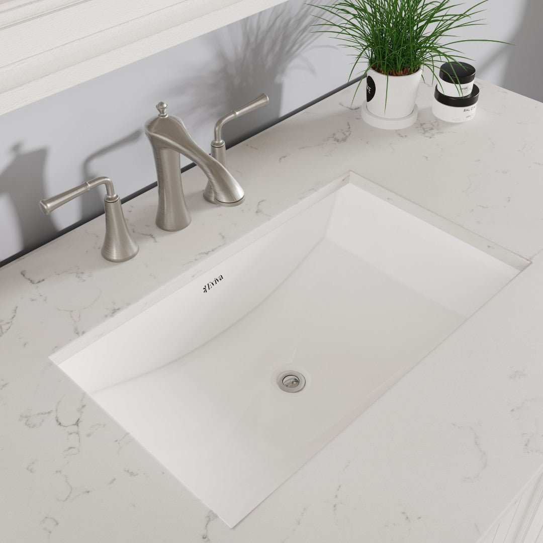 Britney 36 in. White Single Sink Bath Vanity with Carrara Quartz Top and Undermount Porcelain Sink - Bathroom Vanity by Eviva