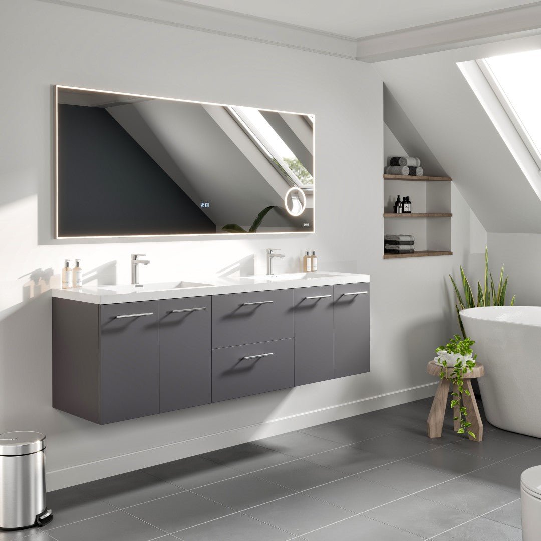 Eviva Illuminate 72" x 30" Rectangular Chrome Aluminum Framed Mirror - Mirror by Eviva