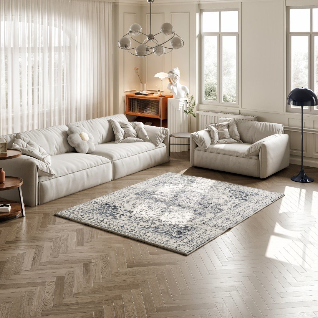 Eviva Venus 3' x 5' Geometric Blue/Cream Rug - Rug by Eviva
