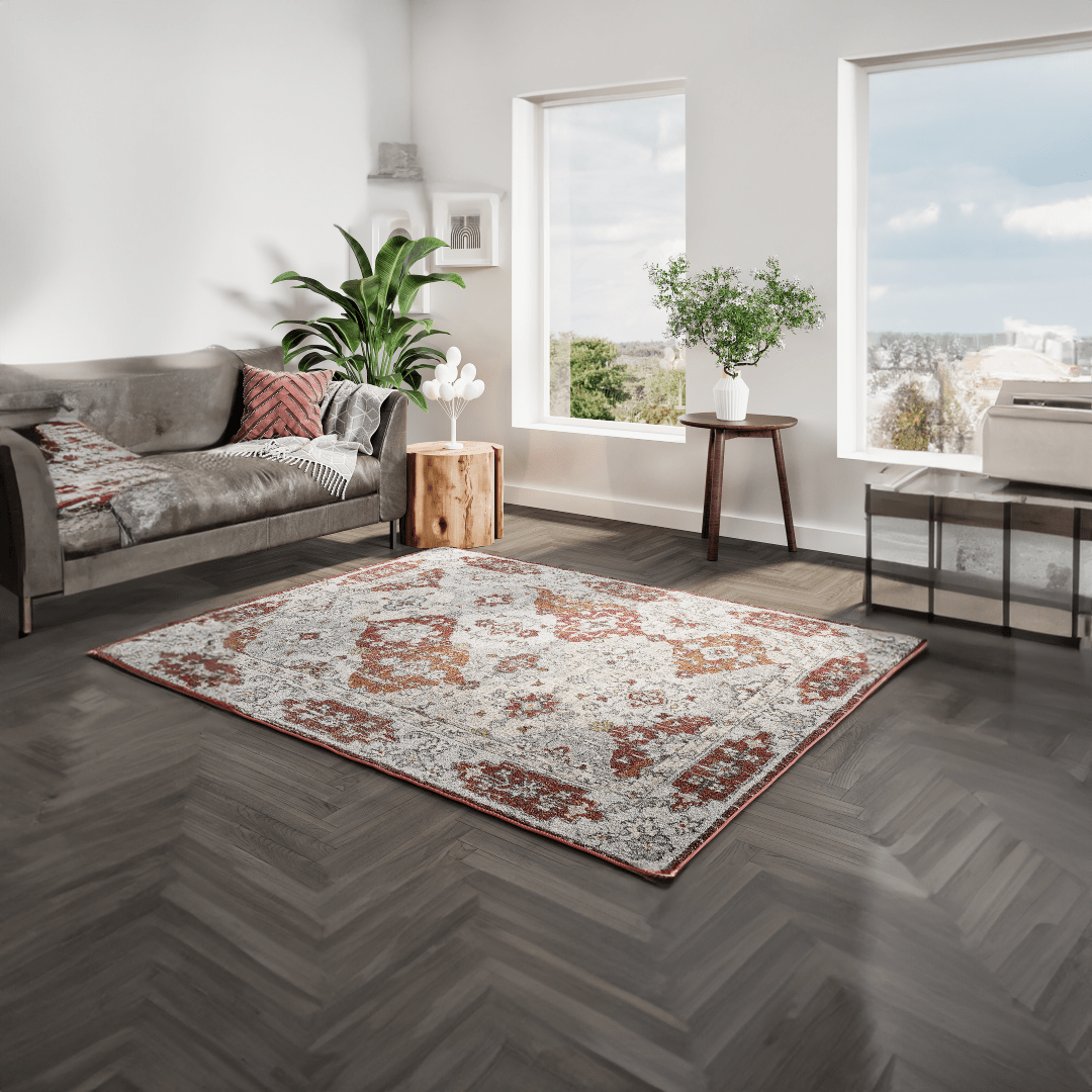 Eviva Mosaic 5' x 7' Damask Multicolor Rug - Rug by Eviva