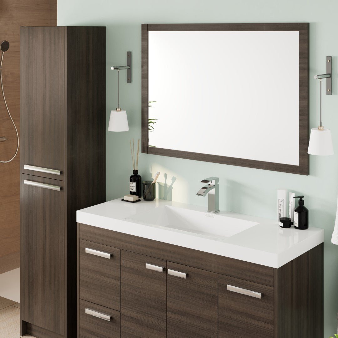 Lugano 48 in. Gray Oak Single Sink Bath Vanity with Acrylic Top and Integrated Sink - Bathroom Vanity by Eviva