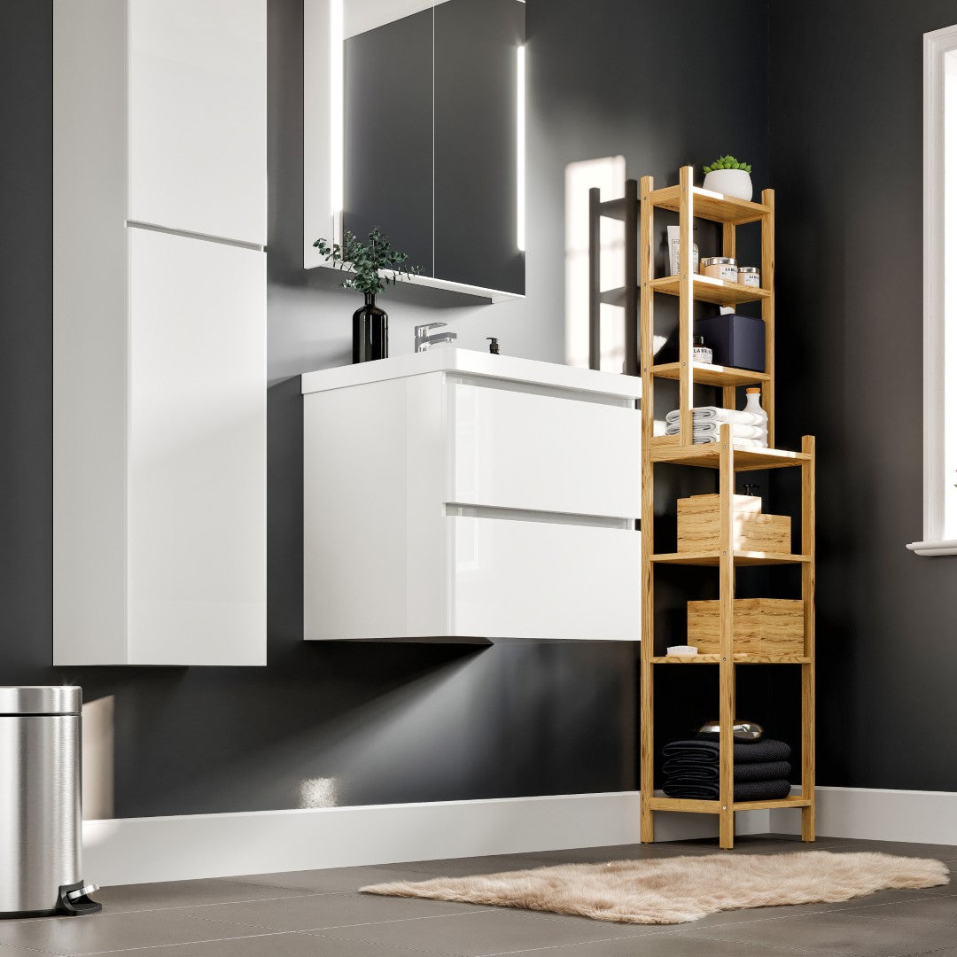 Glazzy 24 in. White Wall Mount Single Sink Bath Vanity with Acrylic Top and Integrated Sink