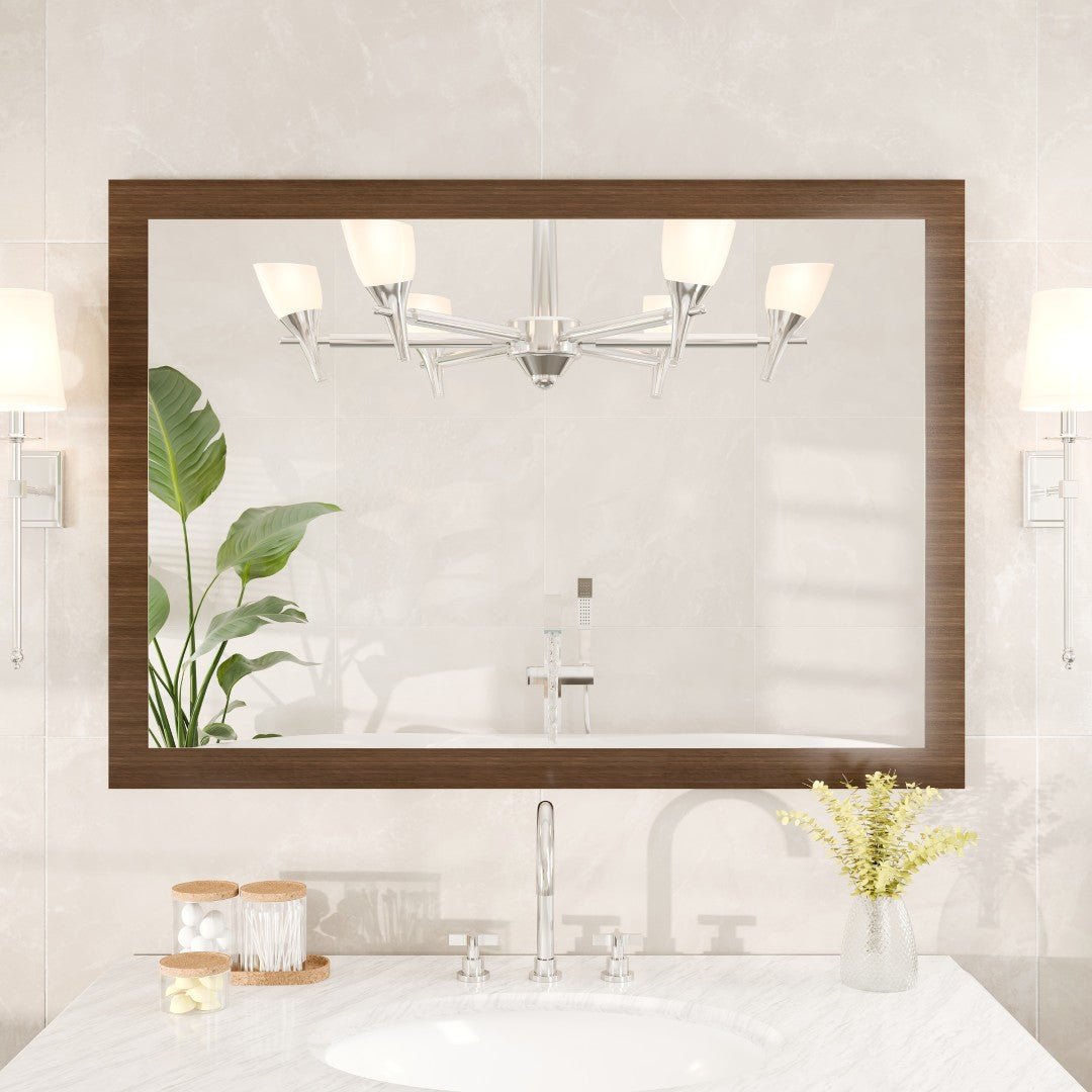 Eviva Reflection 42" x 32" Rectangular Gray Oak Wooden Framed Mirror - Mirror by Eviva