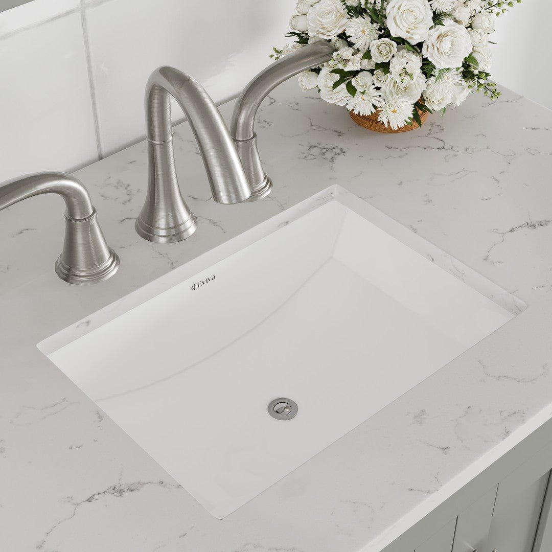 Hampton 36" x 22" Gray Single Sink Bath Vanity with Carrara Quartz Top and Undermount Porcelain Sink - Bathroom Vanity by Eviva
