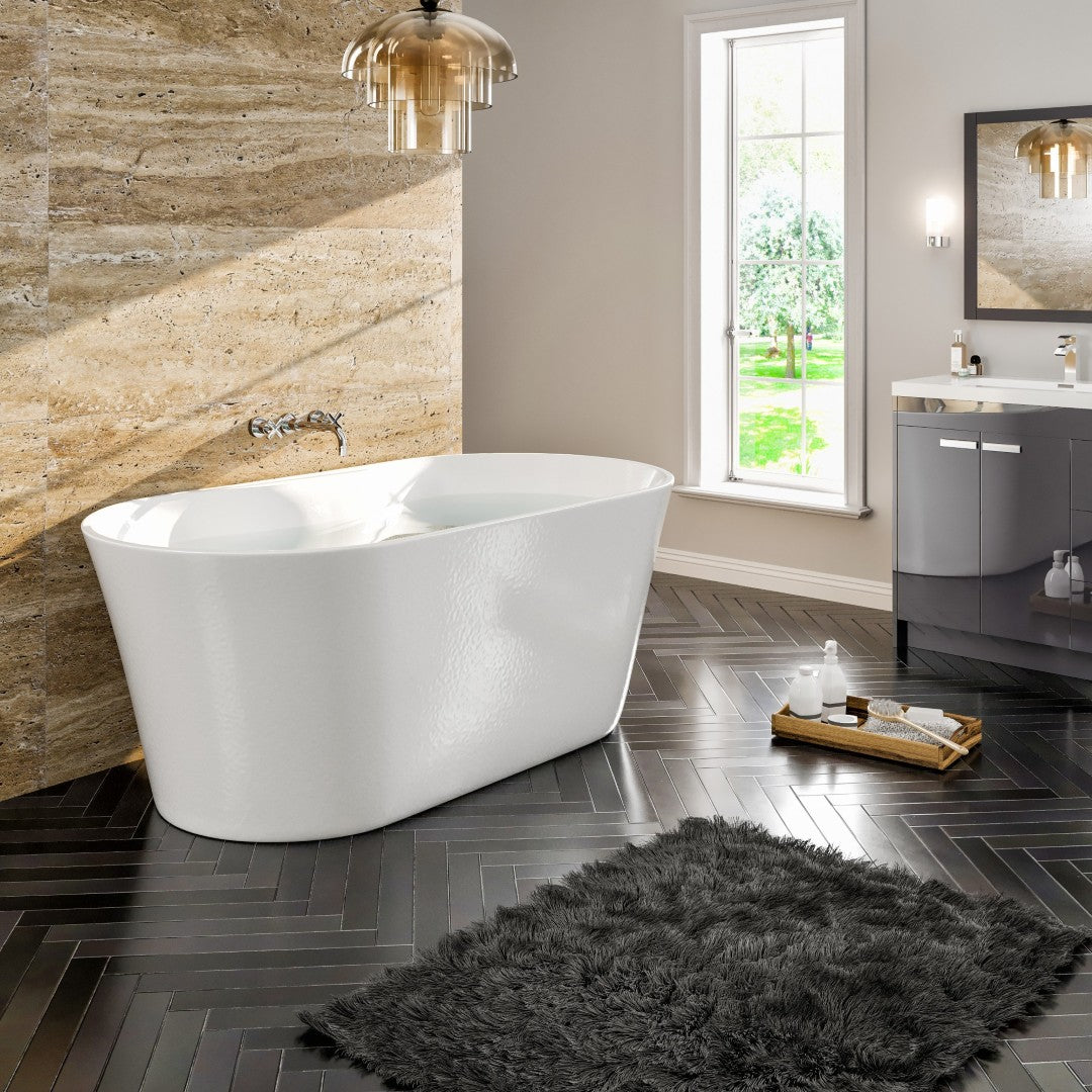 Eviva Emely 60" Glossy White Oval Acrylic Freestanding Bathtub