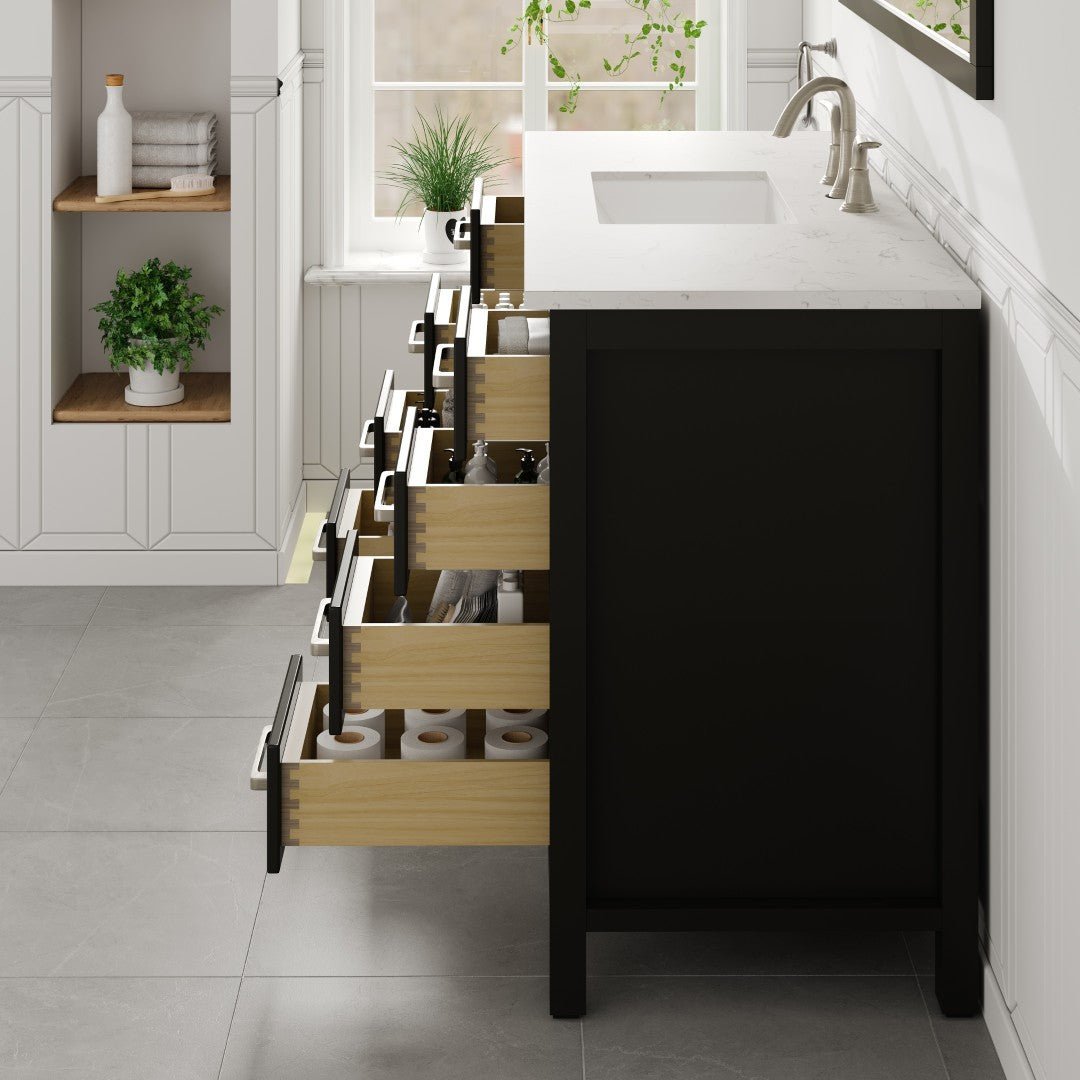 Aberdeen 48 in. Espresso Single Sink Bath Vanity with Carrara Quartz Top and Undermount Porcelain Sink - Bathroom Vanity by Eviva