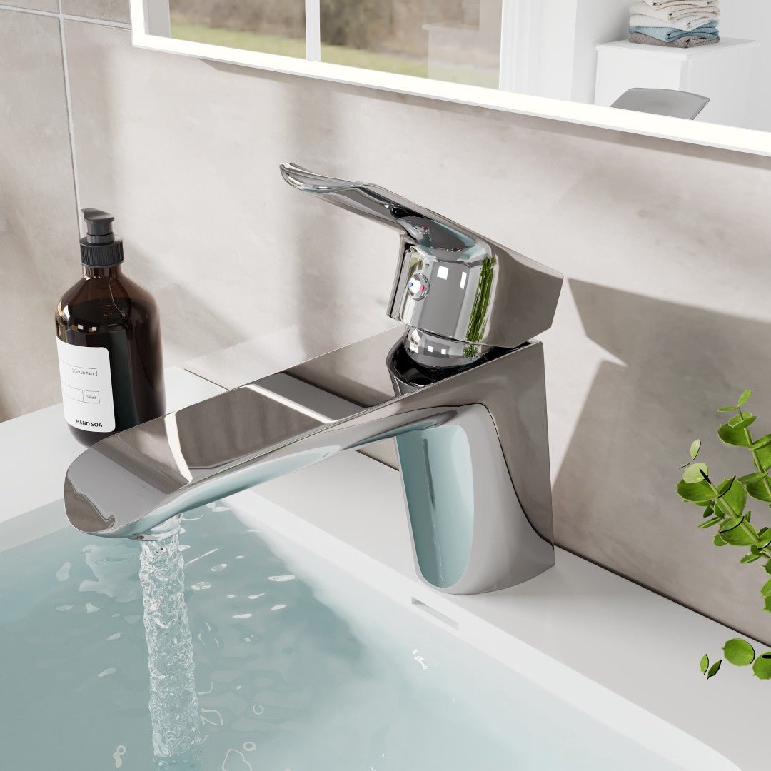 Eviva Lotus Single - Handle Waterfall Single - Hole Bathroom Faucet in Chrome - Bathroom Faucet by Eviva
