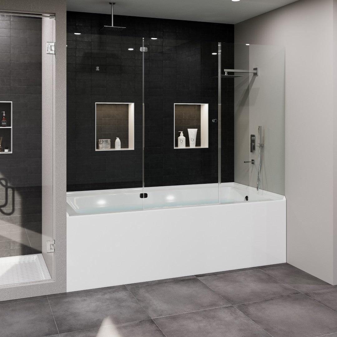 Eviva Swiss 54" Glossy White Acrylic Alcove Bathtub