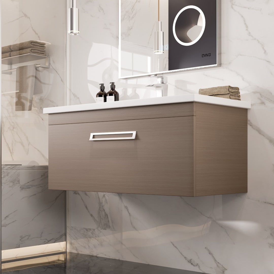 Orleans 38 in. Wenge Wall Mount Single Sink Bath Vanity with Porcelain Top and Integrated Sink