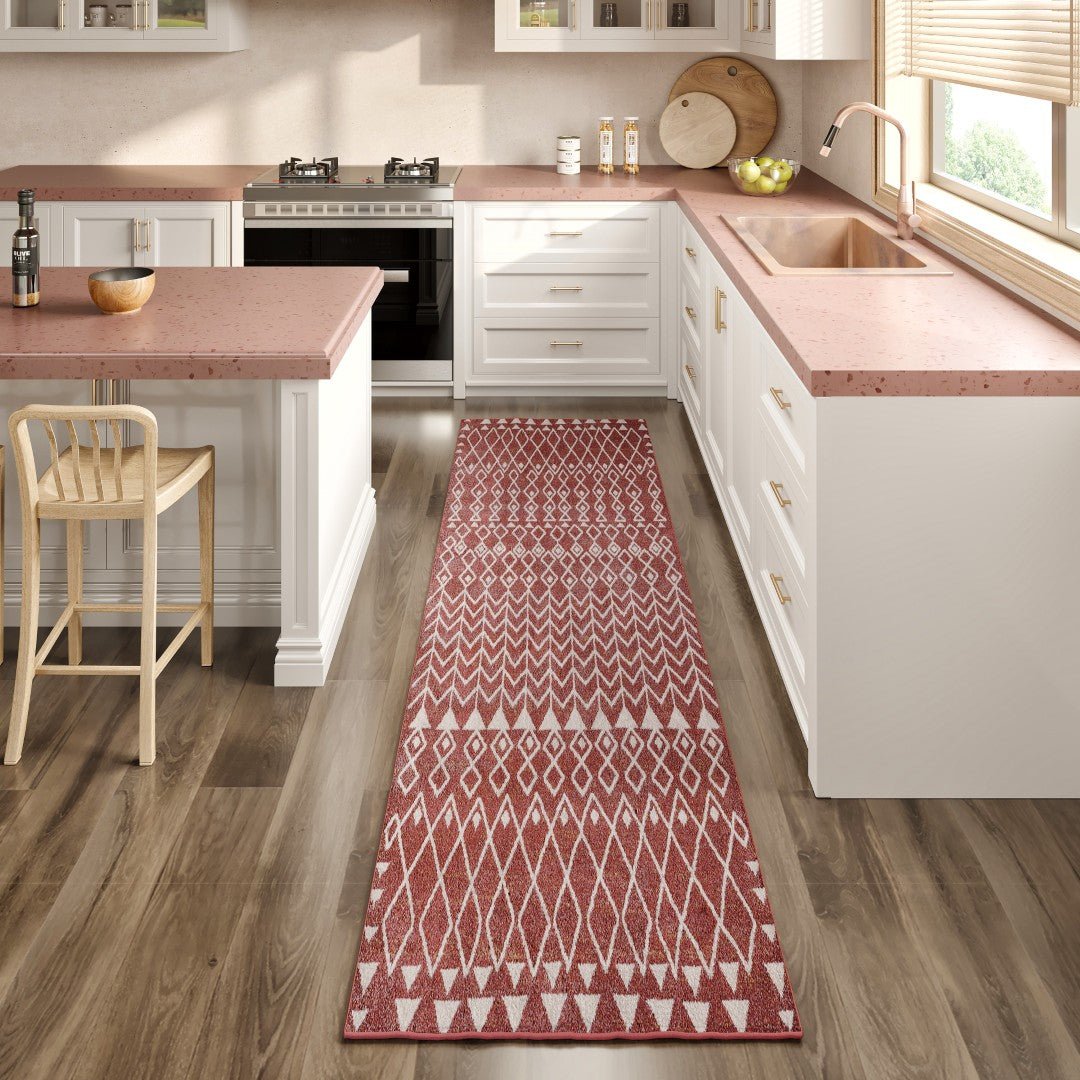 Eviva Loops 2' x 8' Ikat Orange/Cream Rug - Rug by Eviva