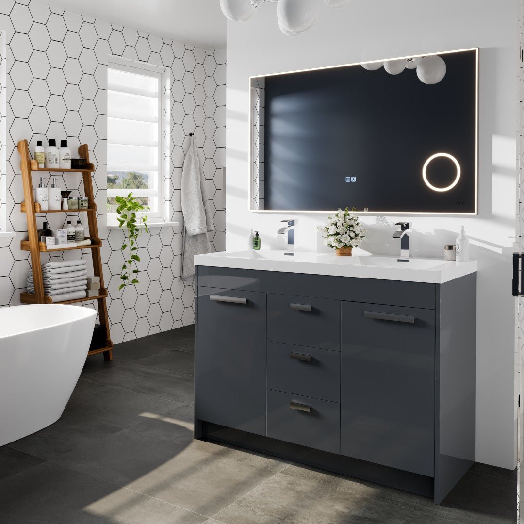 Eviva Illuminate 48" x 30" Rectangular Chrome Aluminum Framed Mirror - Mirror by Eviva